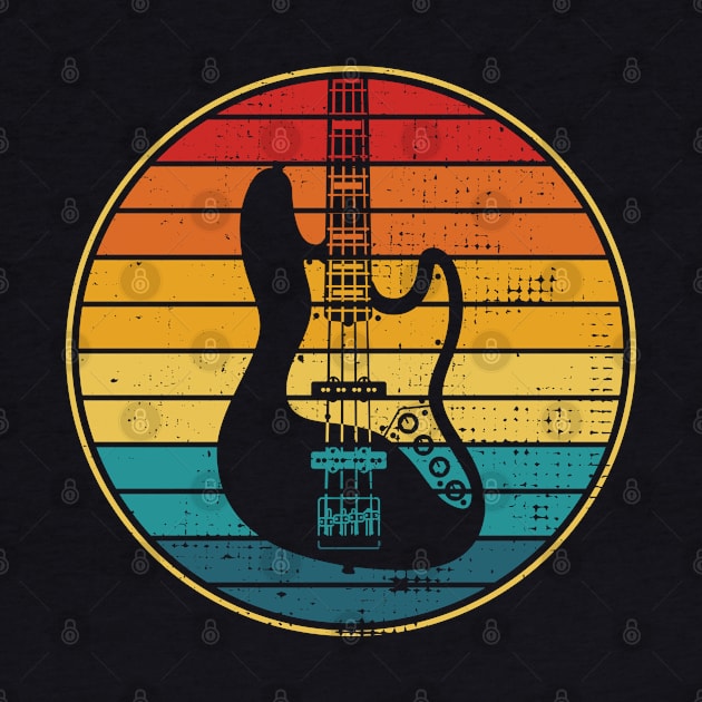 Retro Vintage Circle Sunset J-Style Bass Guitar by nightsworthy